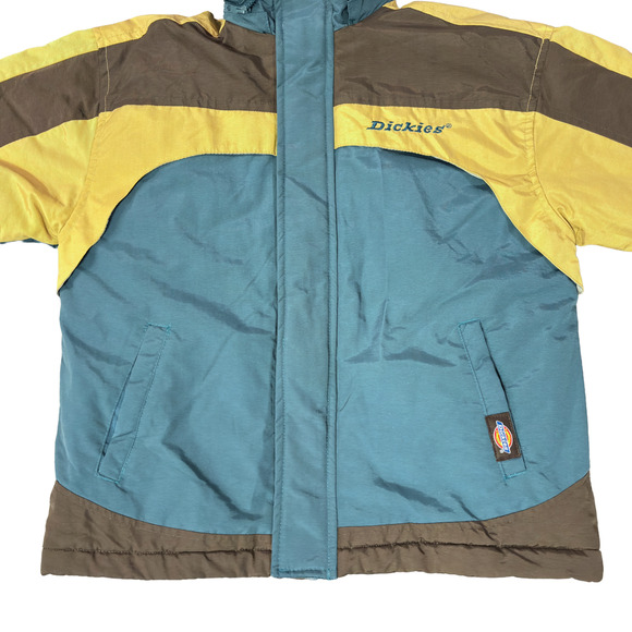 Dickies Teal Colorblock Insulated Full Zip Winter Parka Jacket Size Small - Picture 7 of 16